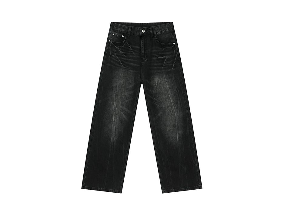 EF JEANS | 2025 Spring New American Casual Wash Pattern Heavy Industry White Fashionable Jeans Men And Women_mkmklike.com
