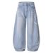 "90s High-Waisted Jeans – Distressed Vintage Washed Denim Pants With Side Print (Unisex Retro Straight-Leg Streetwear Trousers)"_mkmklike.com