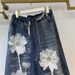Women's European Style Heavy Duty 3D Floral Rhinestone Jeans Elastic Waist Loose Fit Slimming Fashionable Wide Leg Trousers For Spring And Autumn_mkmklike.com