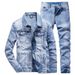 Northfold Light Blue Denim Suit Men Slim Fit Korean Style Stretch Two-Piece Set 2025 Spring Autumn Trendy Jacket Coat_mkmklike.com