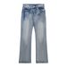 Men's Clothing Lightning Cat Claw Ice Blue Snowflake Washed Damaged Four Seasons Wide Leg Jeans Bootcut_mkmklike.com