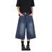"Korean Style Washed Cropped Wide Leg Jeans For Men & Women - Relaxed Straight Cut Denim Mid-Length Shorts With Slimming Effect"_mkmklike.com
