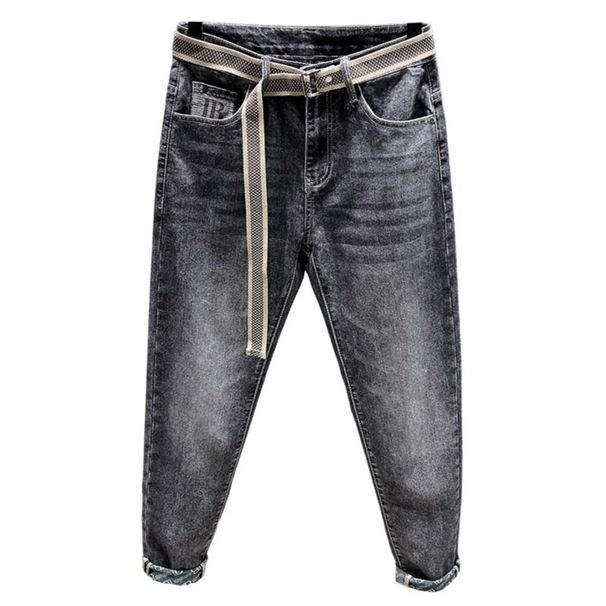 2024 Autumn Winter Printed Light Jeans Men Trendy Stretch Casual Slightly Loose Slim Fit Versatile Harem Pants_mkmklike.com