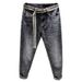 2024 Autumn Winter Printed Light Jeans Men Trendy Stretch Casual Slightly Loose Slim Fit Versatile Harem Pants_mkmklike.com