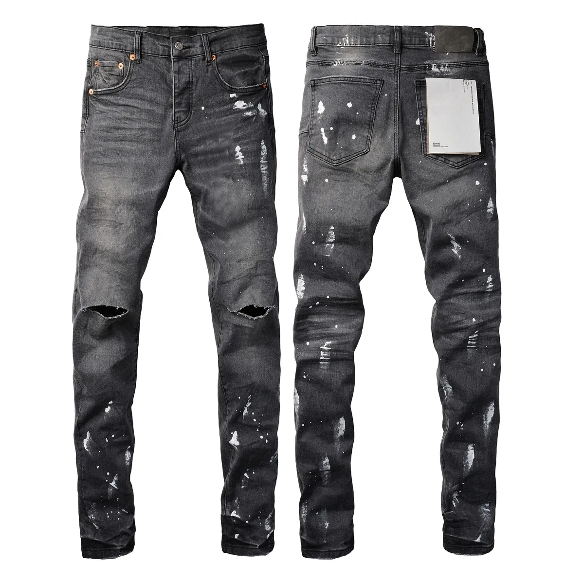 quality Jeans Fashion High Street Ripped Grey Paint Repair Low Rise Skinny Pants Y2k Hombre_mkmklike.com