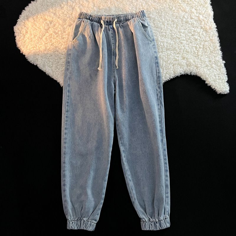 Men's Clothing Style Trendy Japanese Loose Straight Leg Harem Nine Point Casual Pants_mkmklike.com