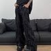 Men's American Retro Washed Denim Jeans High Street Style Loose Wide Leg Straight Leg Floor Length Trousers Black Blue Cotton_mkmklike.com