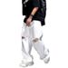 Vibe White Distressed Wide Leg Jeans for Men American High Street Style Relaxed Fit Straight Leg Stacked Design_mkmklike.com