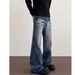 Men's Clothing American High Street Vibe Style Retro Washed Cat Whisker Distressed Jeans Men's Trendy Straight Loose Pleated Trousers_mkmklike.com