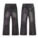 Spring And Autumn European And American High Streets New Vibe Feng Shui Wash Black Ripped Jeans Men's And Women's Ins Trendy Brand Micro-pull Pants_mkmklike.com