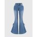 Women's Mid Waist Slim Fit Flared Jeans With Lace-Up Bow Tie Detail - Stretch Denim Trousers For Casual & Chic Style_mkmklike.com