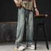 New High Street Micro-speaker Jeans Men's Straight Tube Loose, High-end Cotton Bullet + YYK + Double Zipper_mkmklike.com