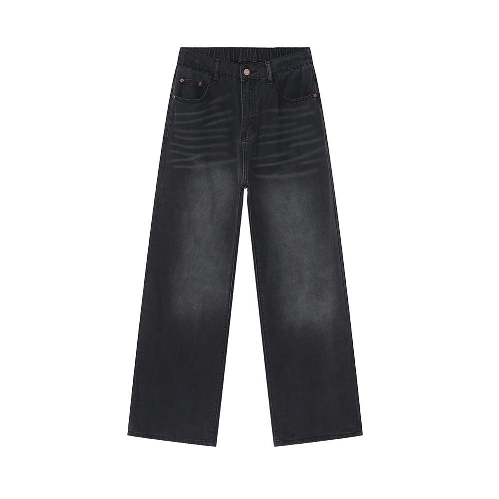 JEANS | 2024 Summer New Product, Thin Tencel American Black And Gray Straight Loose Jeans, Simple And Versatile_mkmklike.com
