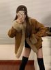 Chicco Denim Short Patchwork Furry Top Thickened Autumn Winter Street Fox Fur Coat College Style_mkmklike.com