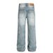 Men's Clothing Street Style High End Retro Washed Blue Hole Design Men's Loose Casual Flared Jeans_mkmklike.com