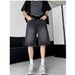Men's Retro Trendy Distressed Denim Shorts Loose Straight Leg Five Point Jacquard Pants American Niche Trendy Brand_mkmklike.com