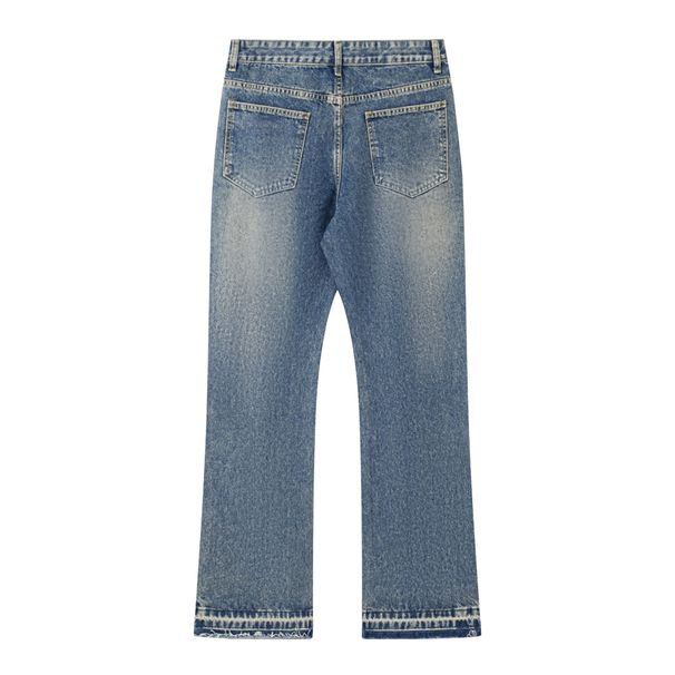 Men's Clothing Distressed Washed American Cut Wide Leg Cleanfit Flared Jeans Heavy Wash_mkmklike.com