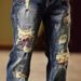Autumn Trendy Brand Retro Ripped Jeans Men's Slim Small Straight Elastic American Patch Handsome Long Pants Men_mkmklike.com