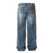 Distressed Washed Jeans Men's High Street Vibe Loose Casual Straight Long Oversize American Style Wide Leg Pants_mkmklike.com