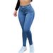 Women's Stretch High-Waisted Skinny Jeans – Slim Fit Stretch Denim, Mid-Rise Comfort (Blue)_mkmklike.com
