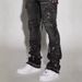 Trendy Bear Print Denim Jeans For Men - Stylish Patchwork & Gradient Washed Casual Pants With Comfort Fit_mkmklike.com