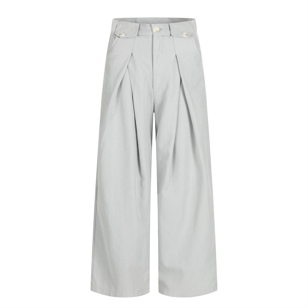 Men's Loose Street Style Vibe Design Straight Wide-Leg Pants With Cut Pleats And Patchwork_mkmklike.com