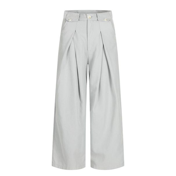 Men's Loose Street Style Vibe Design Straight Wide-Leg Pants With Cut Pleats And Patchwork_mkmklike.com