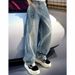 Men's Loose Straight Leg Jeans Rhinestone Print Retro High Street Design Sequined Wide Leg Trousers Parisian Streetwear Brand_mkmklike.com