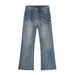 Men's Clothing Denim Vibe Lightning Cracked Black And Gray Jeans Cleanfit Flared Slim Pants_mkmklike.com