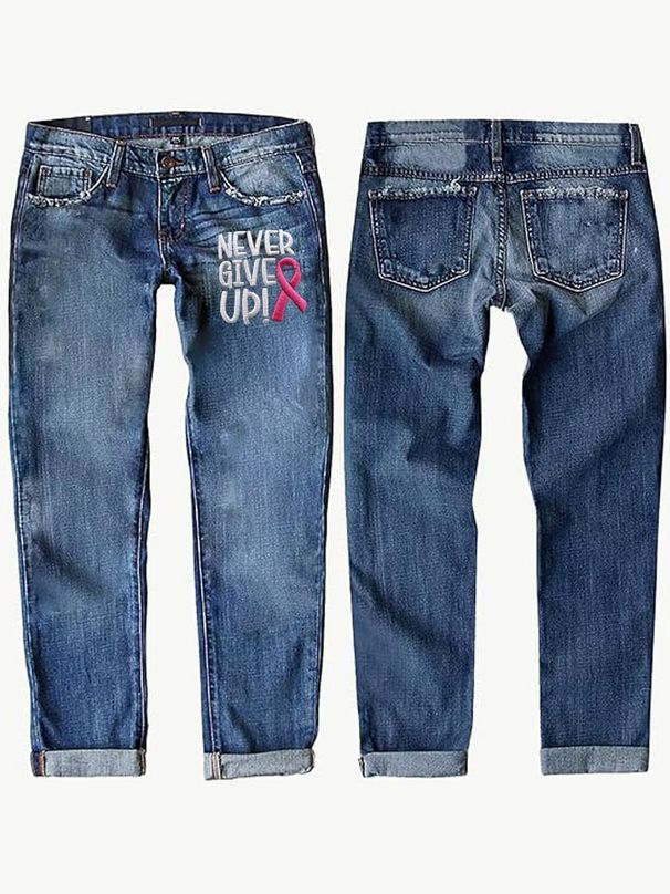 Women's 3D Floral Print Jeans - High-Stretch Polyester Denim Pants, Colorful Botanical Design, Mid-Rise Straight Leg_mkmklike.com