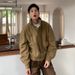 Retro Multi Pocket Stand Up Collar Jacket, Trendy Denim Jacket For Men_mkmklike.com