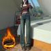 Retro High-waisted Fleece-lined Jeans For Women, New Autumn And Winter Thickened Loose Slimming Drapey Straight-leg_mkmklike.com