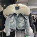Women's Clothing Large Fur Collar Fox Fur Denim Fur Jacket Women's Thick Lined Parka_mkmklike.com