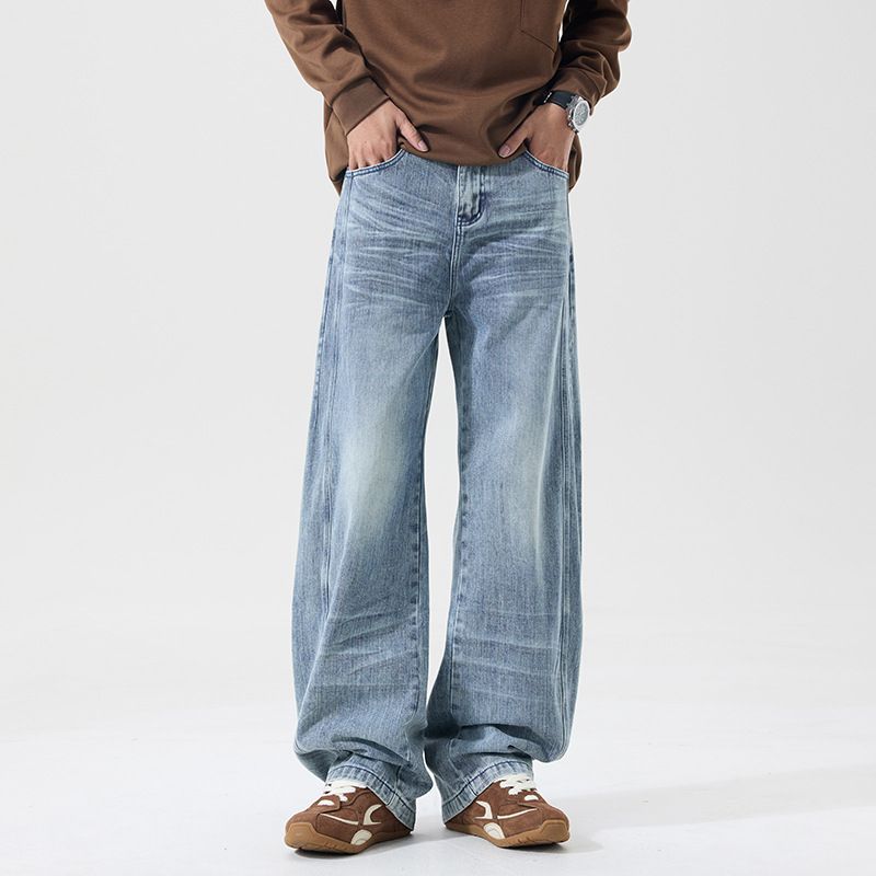 Men's Clothing Men's Cropped Straight Jeans - Korean Streetwear Denim Pants With Unique Cut_mkmklike.com