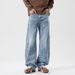 Men's Clothing Men's Cropped Straight Jeans - Korean Streetwear Denim Pants With Unique Cut_mkmklike.com