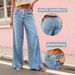Wide Leg Jeans High Elastic Waist Flared Design Y2K Style Women's Pants Popular Seller_mkmklike.com