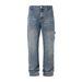 Vintage Distressed Patchwork Denim Jeans With Colorful Stone Studs - High Street Straight Leg Casual Pants For Men & Women_mkmklike.com