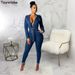 High-Waisted Denim Jumpsuit – Slim Fit Sexy Romper For Women (M-Xxl) All-Season Wear Versatile Style_mkmklike.com