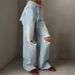 Women’s Distressed Flare Jeans | Light Blue Relaxed Straight-Leg Denim Pants (S-L)_mkmklike.com