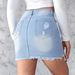 Women's 24 New Slim Fit Rhapped Denim Skirt Women's Light Washed Raw Edge A-Line Miniskirt_mkmklike.com
