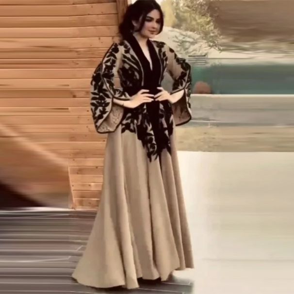 Women's Clothing contrast color printing loose casual waist mid length dress_mkmklike.com