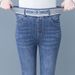 High-waisted Denim Micro-pull Pants Women's Spring 2025 New Fashion Fringed Polished Pants, Thin And High Flared Pants_mkmklike.com