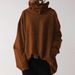 Women's Clothing Autumn and Winter Women's New Loose Casual Long Sleeve High Collar Pullover Solid Color Pocket Jacket Sweatshirt_mkmklike.com