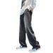 American Embroidered Star Gradient Jeans Men's Spring Loose Straight Wide Leg Long Pants Trendy High Street_mkmklike.com