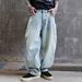 Handcrafted Beaded Denim Jeans – Vintage Washed Wide-Leg Streetwear Pants For Men (S-3XL)_mkmklike.com