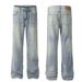 Men's Clothing Neutral High End Street Trend Water Wash Blue Cool Design Slim Men's Flared Casual Jeans_mkmklike.com