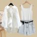 Large Size Women's Summer Suits For Women 2025 New Style Shirts For Women With Suspenders And Denim Shorts Three Piece Suits_mkmklike.com