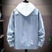 Streetwear Distressed Denim Jacket Men's Oversized Boyfriend Style Vintage Washed Workwear Coat With Raw Hem Detailing_mkmklike.com
