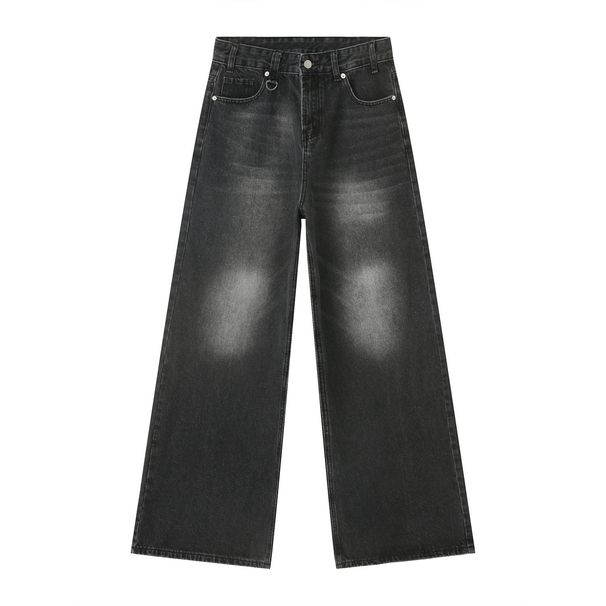 Men's Vintage Wide-Leg Jeans – Retro High Waisted Loose Fit Denim Pants For Summer, Casual Streetwear With Distressed Wash_mkmklike.com