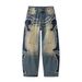 Men's Vintage Oversized Jeans – High Street Distressed Denim With Raw Hem & Baggy Fit_mkmklike.com